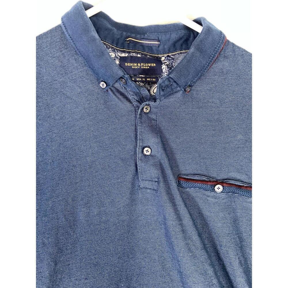 Denim & Flower Ricky Singh Polo Shirt Men's XL Kit Designer Fashion Navy Blue